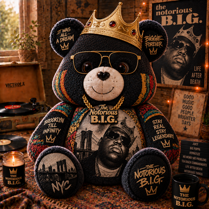 The Notorious B.I.G. Custom Shaped Bear Pillow – It Was All a Dream Hip Hop Legend Inspired Gift for Biggie Fans