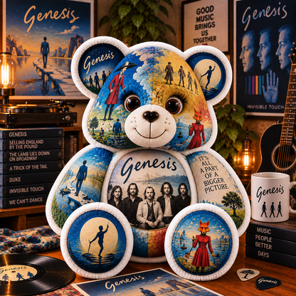 Genesis Bear Custom Shaped Pillow – Progressive Rock Fan Gift