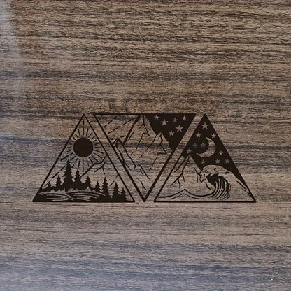 Sun Moon Ocean Mountain Vinyl Sticker Black