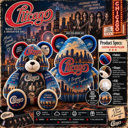 Chicago Bear Custom Shaped Pillow – Classic Rock Music Fan Gift