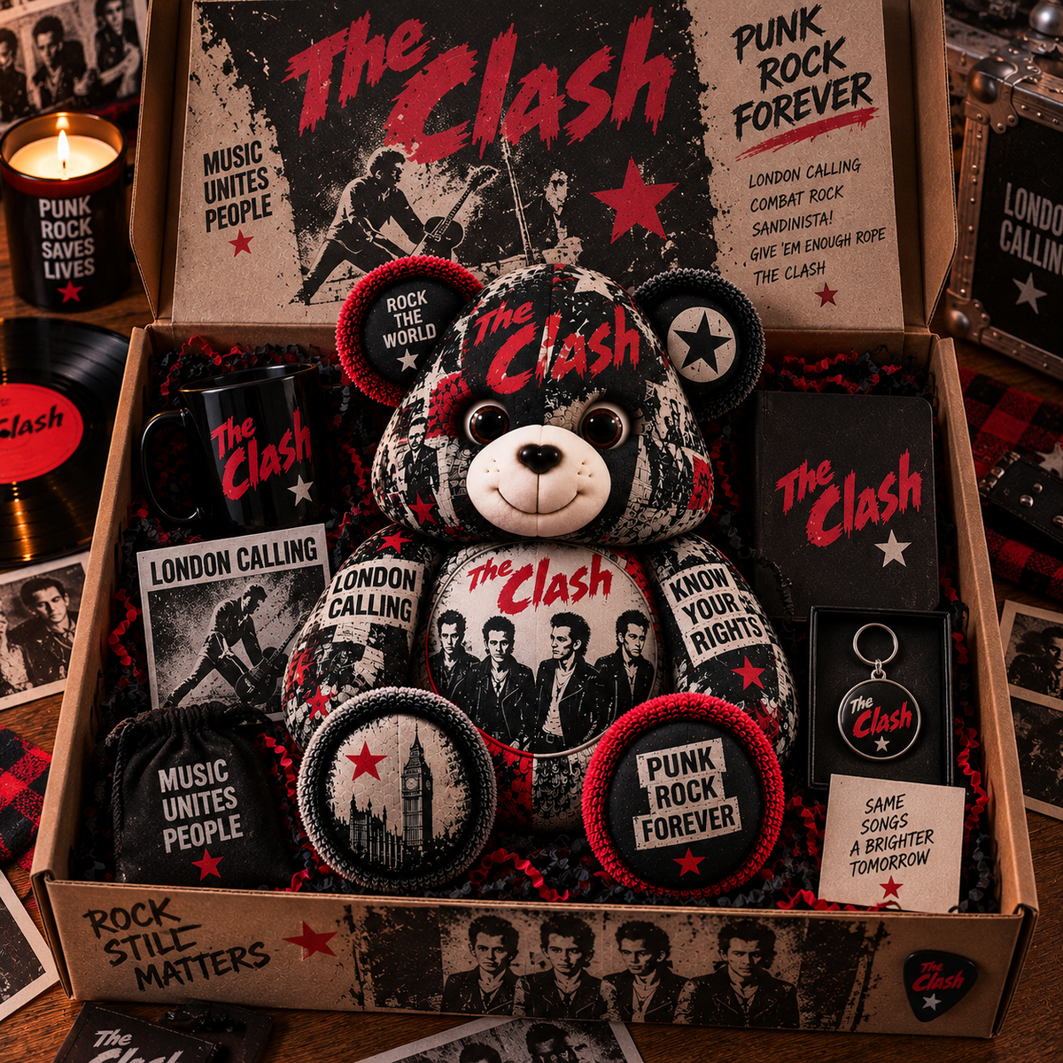 The Clash Bear Custom Shaped Pillow – London Calling Punk Rock Music Fan Gift