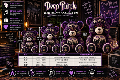Deep Purple Bear Custom Shaped Pillow – Classic Rock Music Fan Gift