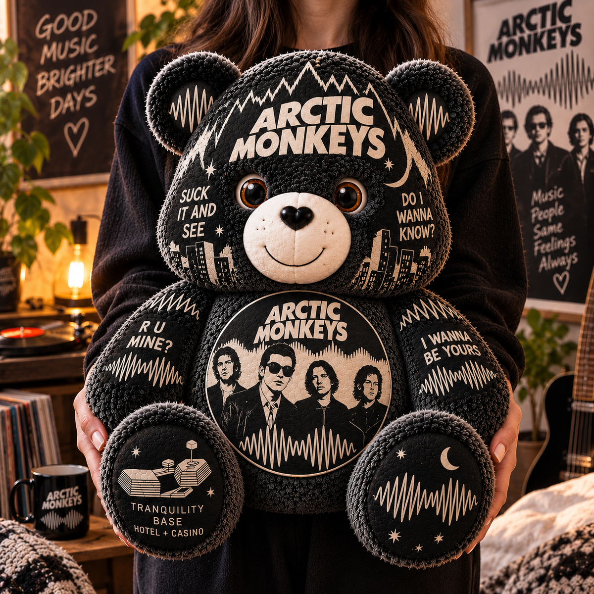 Arctic Monkeys Custom Shaped Bear Pillow – Indie Rock Music Inspired Gift for Arctic Monkeys Fans
