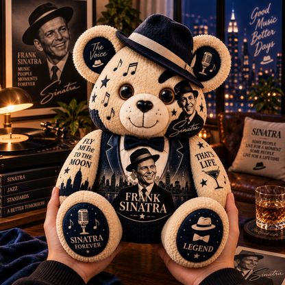 Frank Sinatra Bear Custom Shaped Pillow – The Voice Music Legend Fan Gift