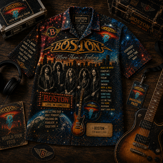 Boston Band Hawaiian Shirt - Vintage Music Fan Gift