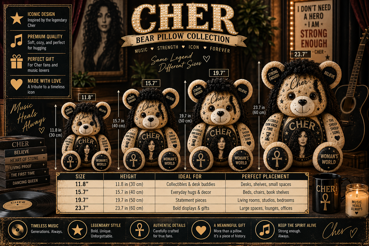 Cher Bear Custom Shaped Pillow – Classic Music Legend Gift