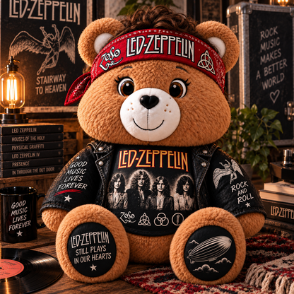 Led Zeppelin Custom Shaped Bear Pillow – Classic Rock Inspired Gift for Led Zeppelin Fans