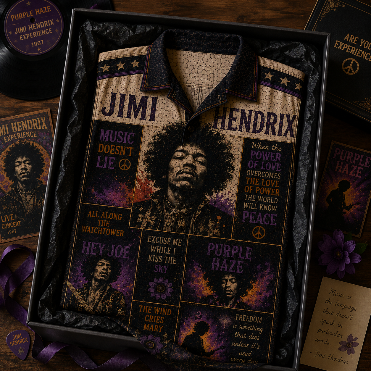 Jimi Hendrix Hawaiian Shirt - Vintage Music Fan Gift