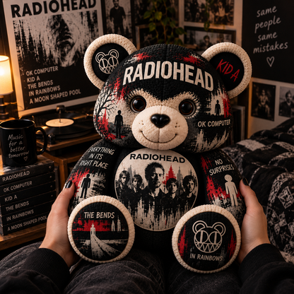 Radiohead Bear Custom Shaped Pillow – Alternative Rock Music Fan Gift