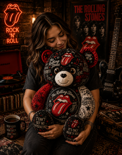 The Rolling Stones Bear Custom Shaped Pillow – Gift for Fans & Classic Rock Lovers