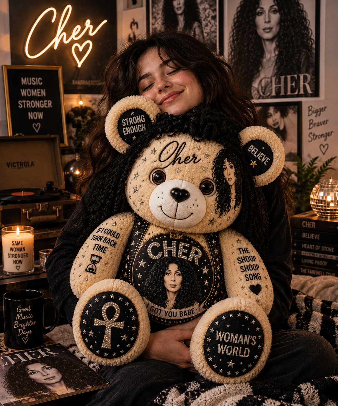 Cher Bear Custom Shaped Pillow – Classic Music Legend Gift