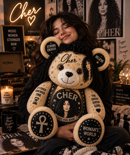 Cher Bear Custom Shaped Pillow – Classic Music Legend Gift