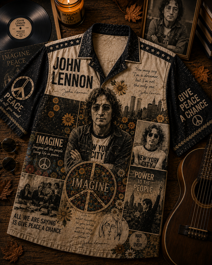 John Lennon Hawaiian Shirt - Vintage Music Fan Gift Version 2