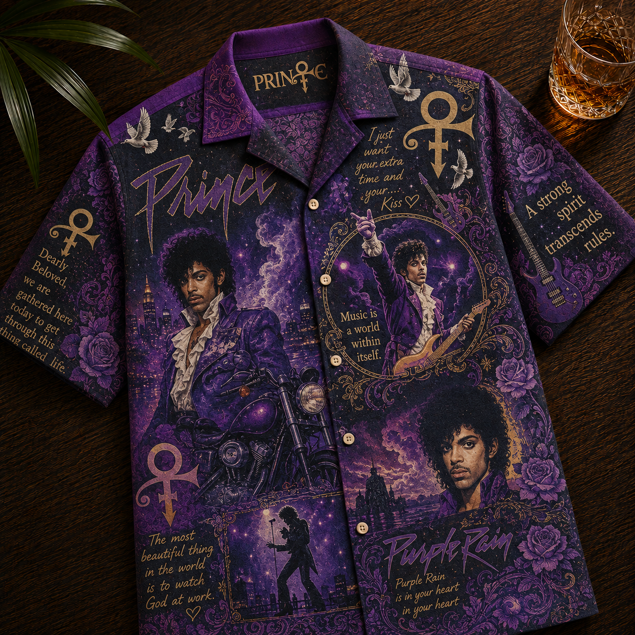 Prince Purple Rain Hawaiian Shirt – Music Legend Fan Gift, Purple Rock Music Lover Button-Up Shirt