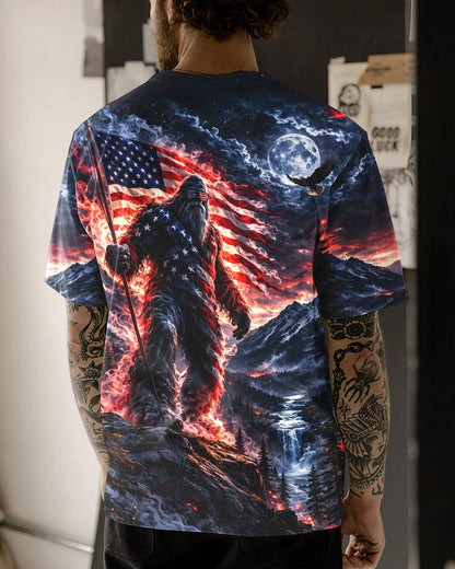 BIGFOOT WITH FLAG ALL OVER PRINT SHIRT