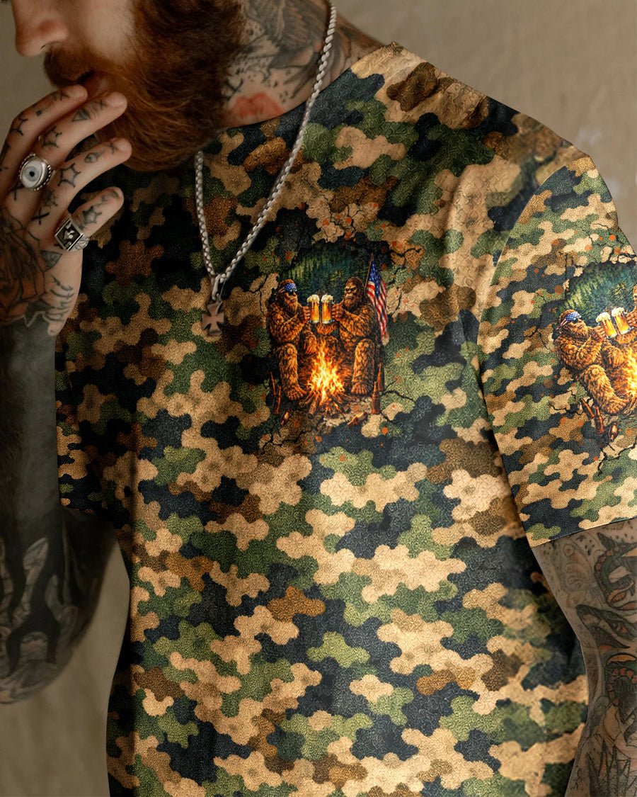 MAKING MEMORIES ONE CAMPFIRE AT A TIME BIGFOOT CAMOUFLAGE ALL OVER PRINT SHIRT