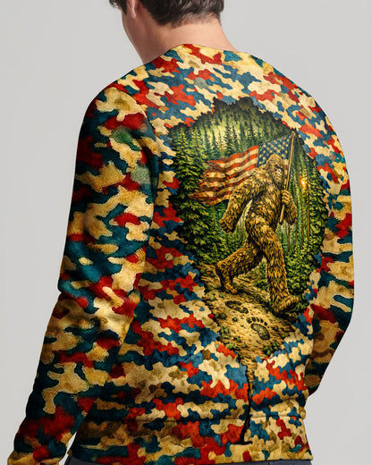 BIGFOOT WITH FLAG CAMOUFLAGE ALL OVER PRINT SHIRT