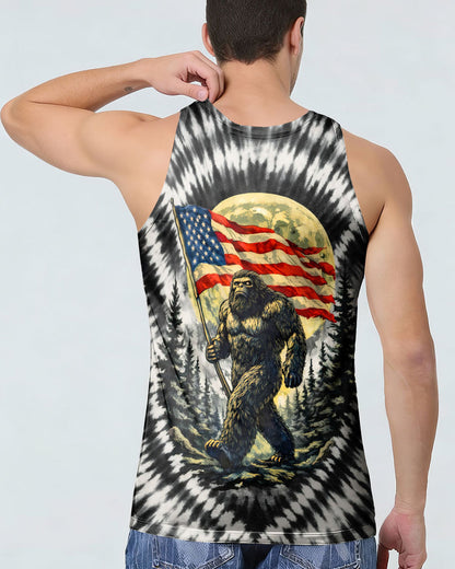 BIGFOOT WITH FLAG MOON V SWIRL ALL OVER PRINT SHIRT