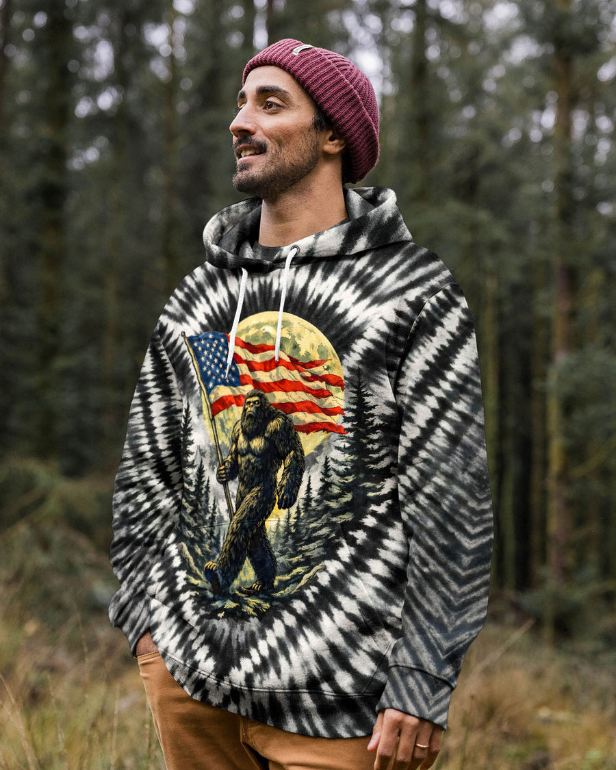 BIGFOOT WITH FLAG MOON V SWIRL ALL OVER PRINT SHIRT