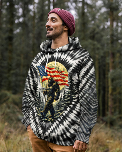BIGFOOT WITH FLAG MOON V SWIRL ALL OVER PRINT SHIRT
