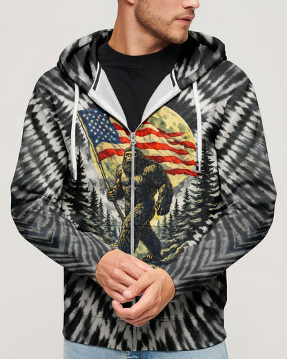 BIGFOOT WITH FLAG MOON V SWIRL ALL OVER PRINT SHIRT