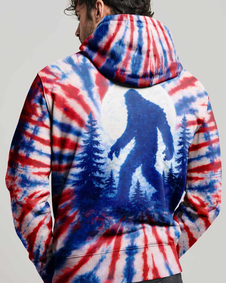 BIGFOOT IN THE FOREST RED WHITE & BLUE SWIRL ALL OVER PRINT SHIRT