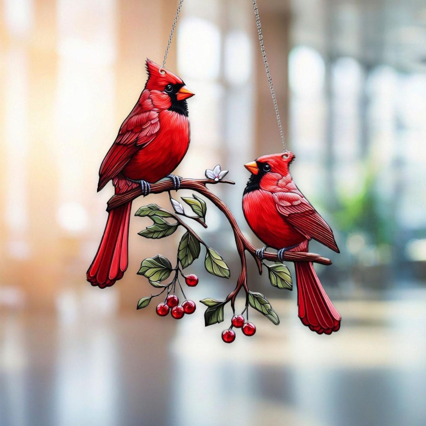 Cardinals Acrylic Window Hangings - Home Decor