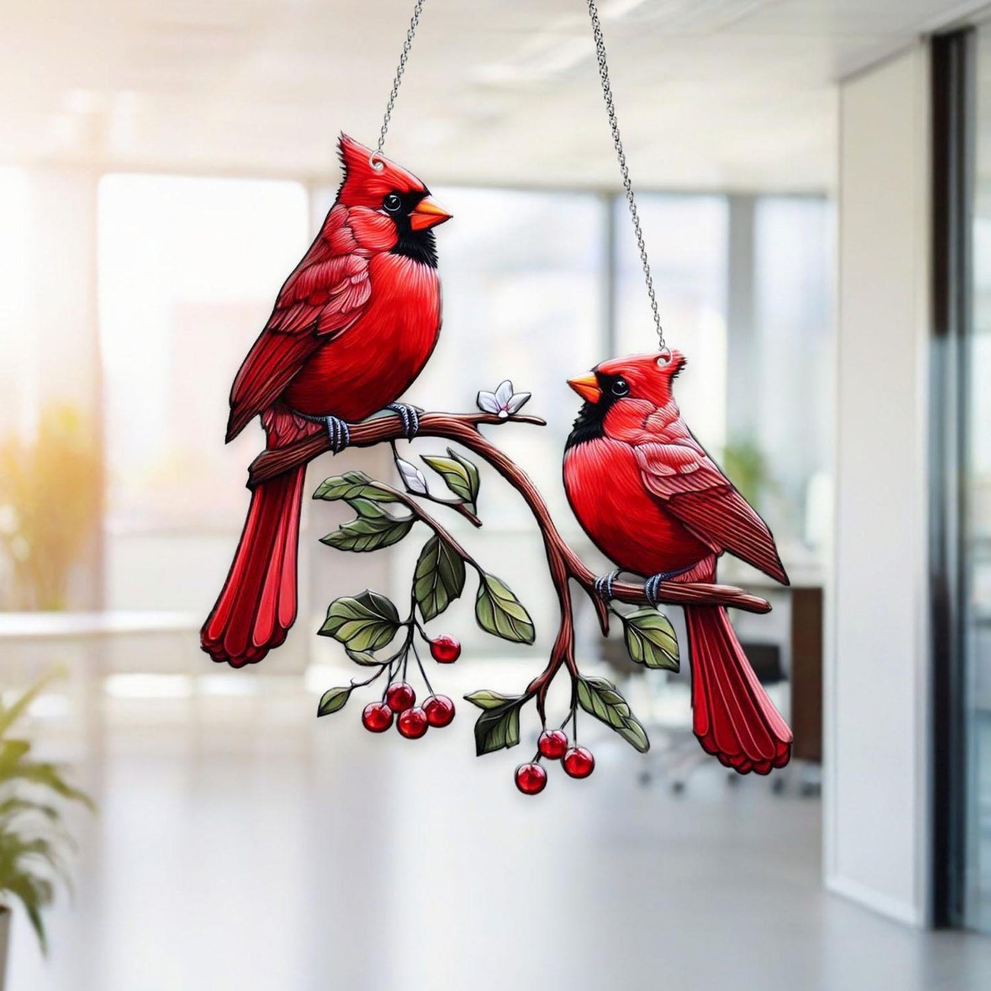 Cardinals Acrylic Window Hangings - Home Decor