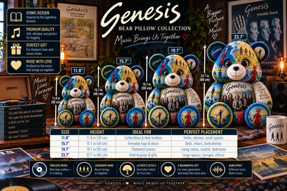 Genesis Bear Custom Shaped Pillow – Progressive Rock Fan Gift