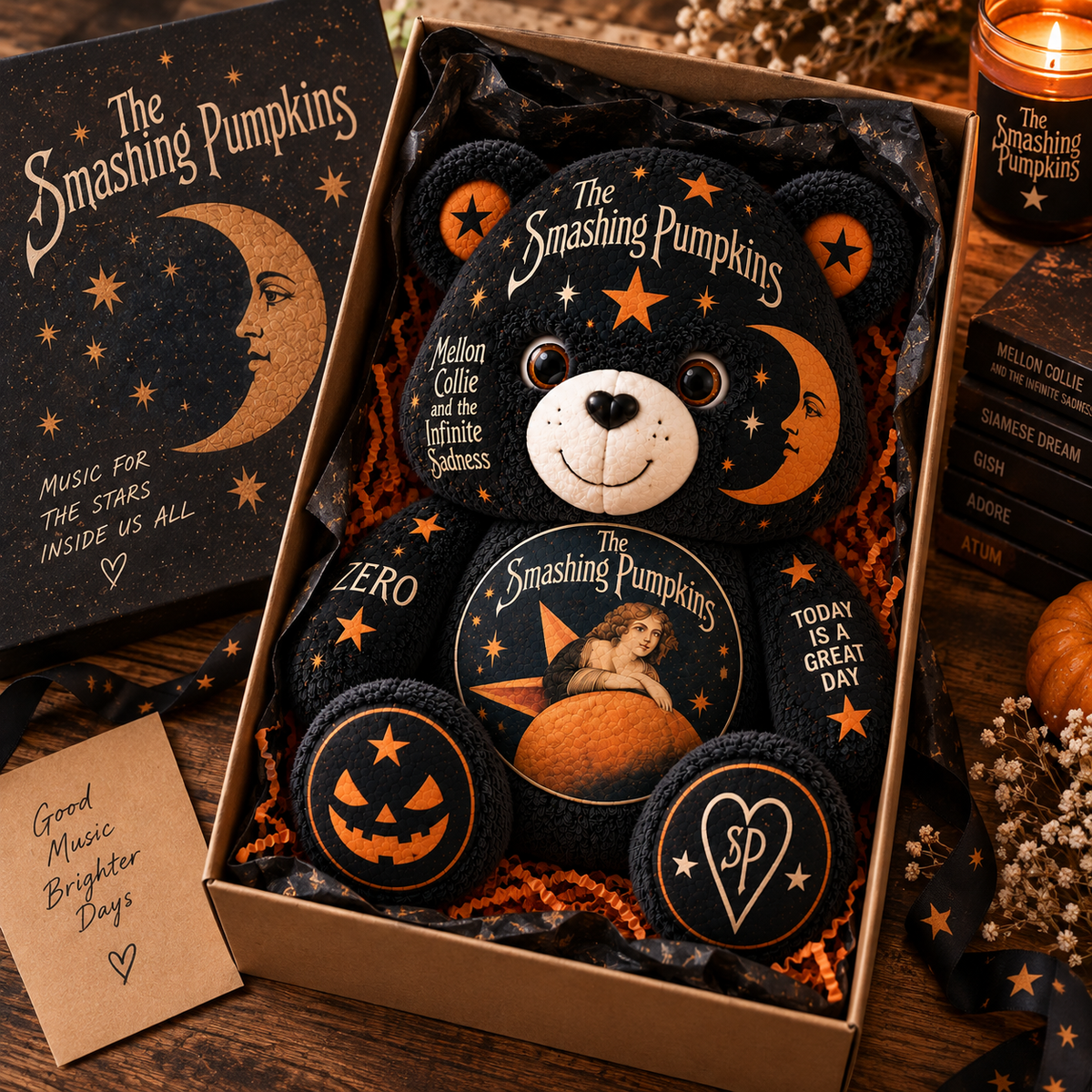 The Smashing Pumpkins Custom Shaped Bear Pillow – Alternative Rock Inspired Gift for Smashing Pumpkins Fans