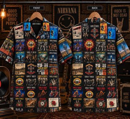 Guns N' Roses Album Collection Hawaiian Shirt - Vintage Rock Music Fan Gift