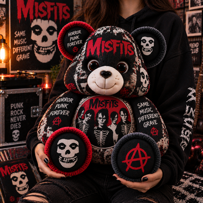 Misfits Custom Shaped Bear Pillow – Horror Punk Music Inspired Gift for Fans