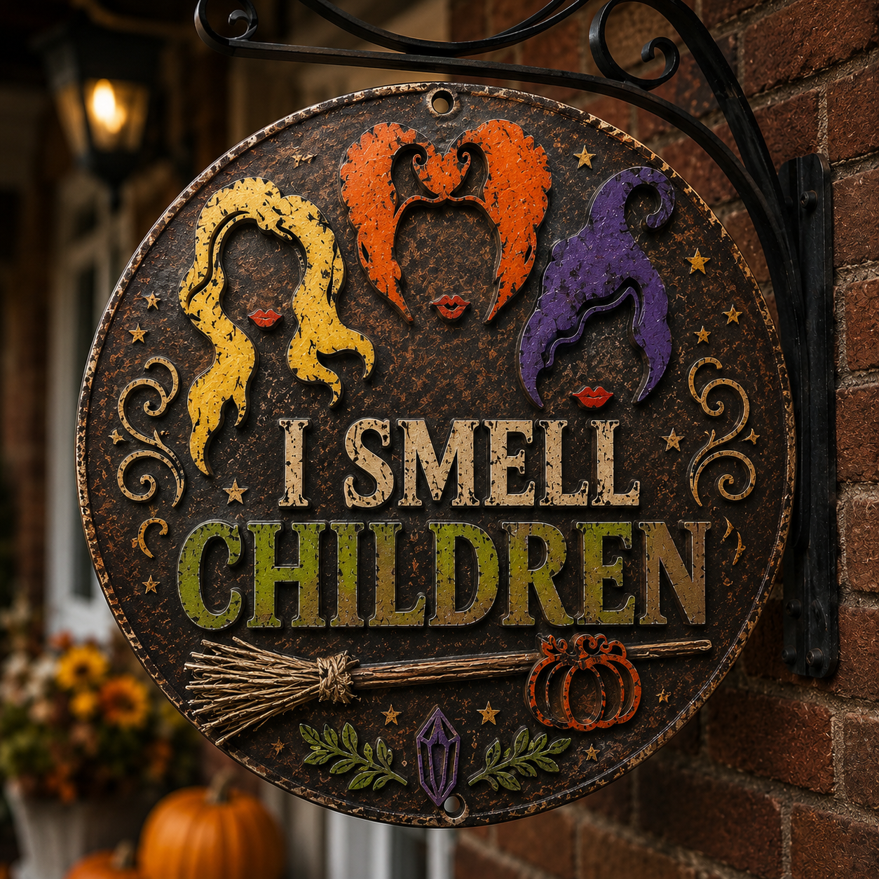 I Smell Children Metal Sign, Funny Witch Halloween Sign, Spooky Witch Wall Decor, Halloween Witch Lover Gift