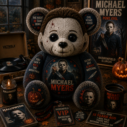 Michael Myers Bear Custom Shaped Pillow – Halloween Horror Boogeyman Fan Gift