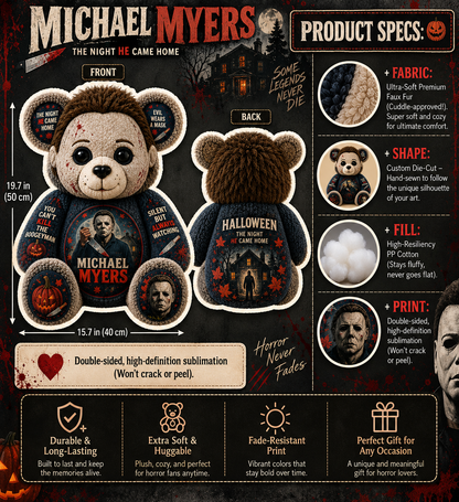 Michael Myers Bear Custom Shaped Pillow – Halloween Horror Boogeyman Fan Gift