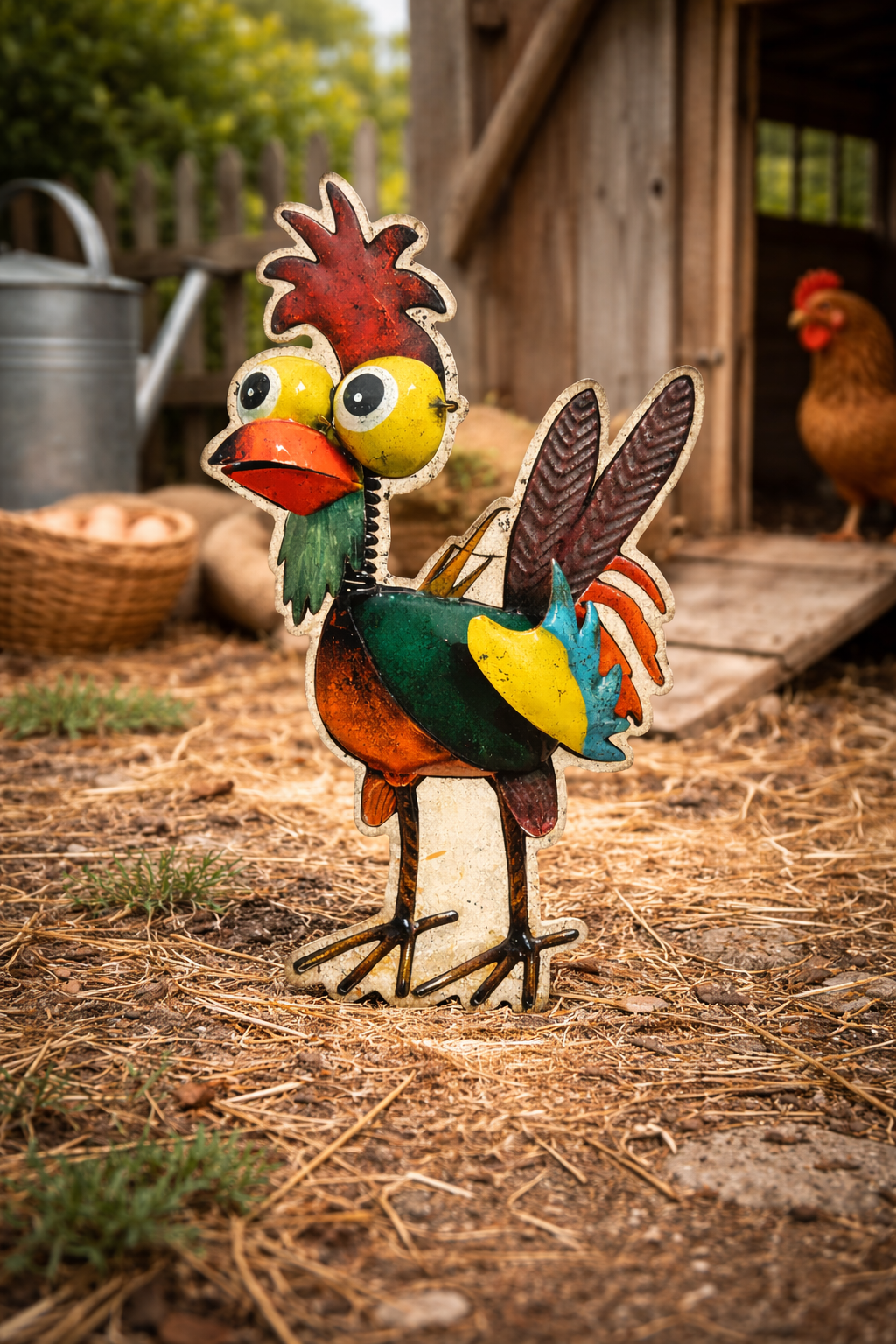 Funny Chicken Colorful Metal Sign