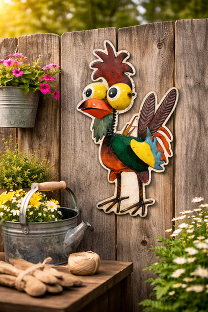 Funny Chicken Colorful Metal Sign