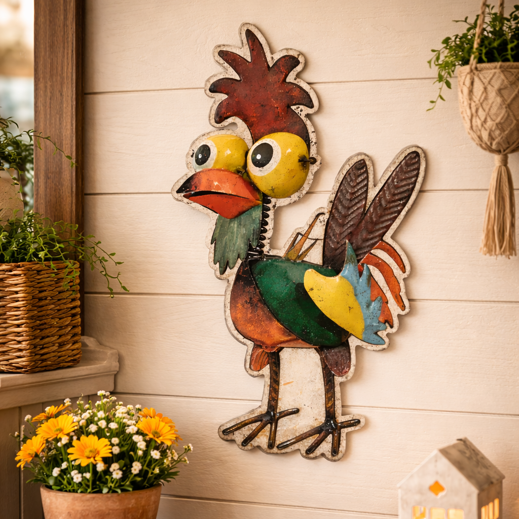 Funny Chicken Colorful Metal Sign