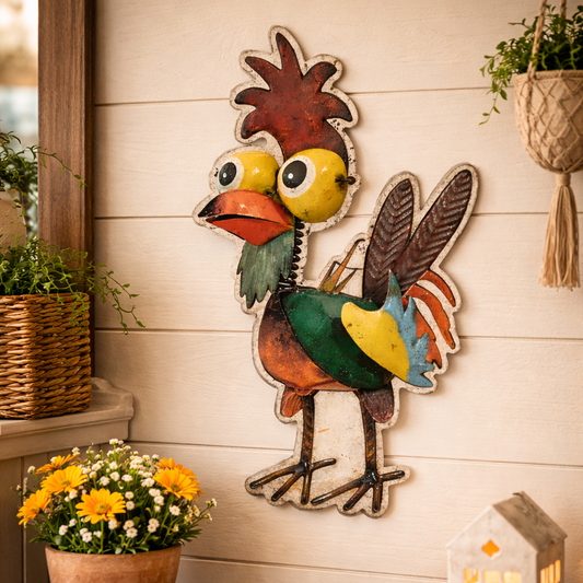 Funny Chicken Colorful Metal Sign