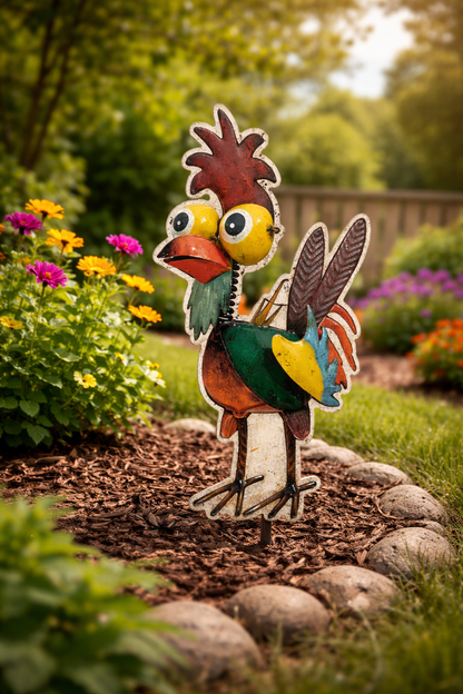 Funny Chicken Colorful Metal Sign