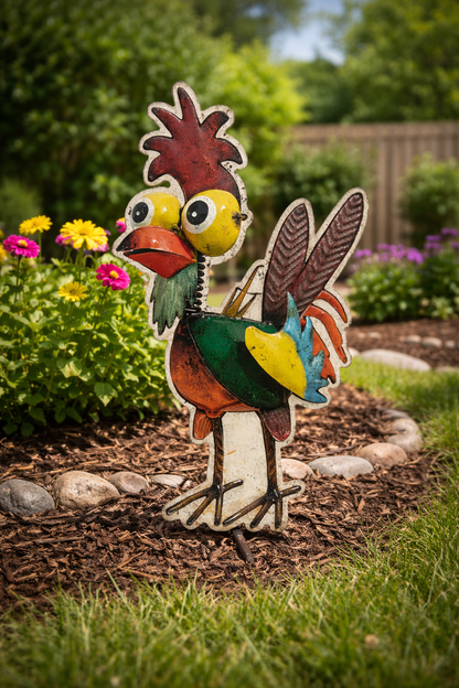 Funny Chicken Colorful Metal Sign