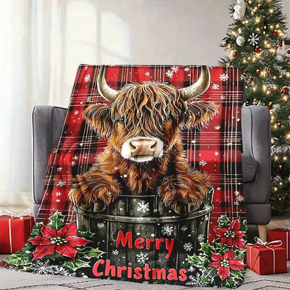 Cozy Merry Christmas Cow Blanket - Perfect Holiday Gift