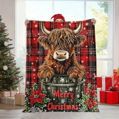Cozy Merry Christmas Cow Blanket - Perfect Holiday Gift