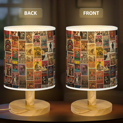 Classic Rock Wood Base Fabric Lamp, Vintage Rock Lamp for Music Lovers, Retro Home Décor Gift