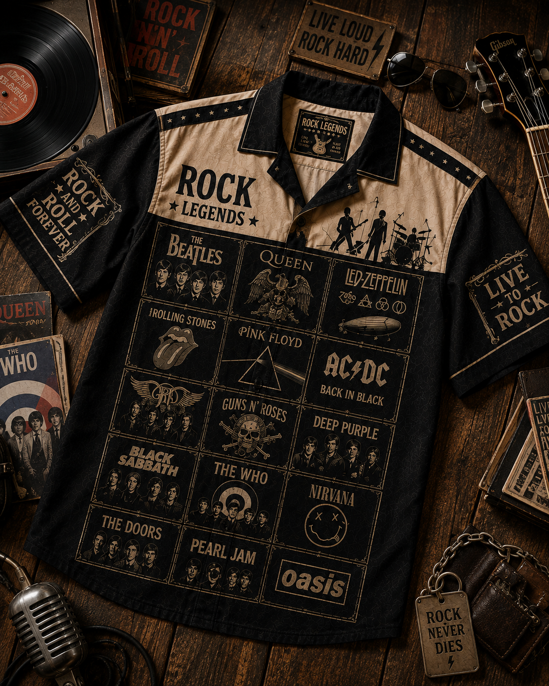 Classic Rock Hawaiian Shirt-  Vintage Music Rock Legend Fan Gift