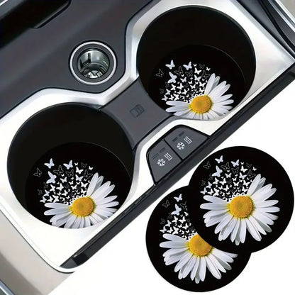 Daisy Flower And Butterfly Car Coaster 2