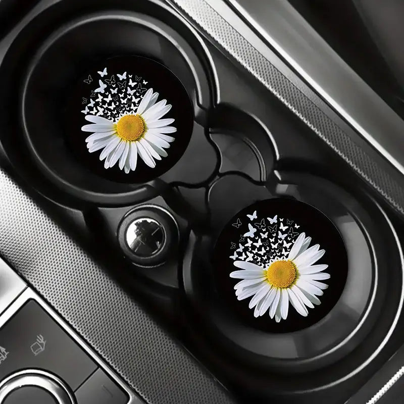 Daisy Flower And Butterfly Car Coaster 2