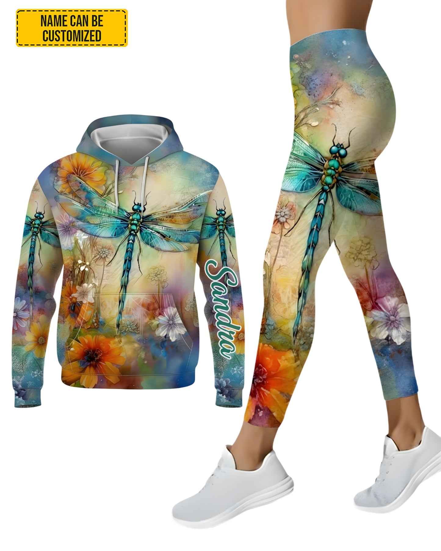 Dragonfly Color - Personalized Hoodie And Leggings