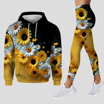 Personalized Sunflower and Daisy Hoodie Leggings Set