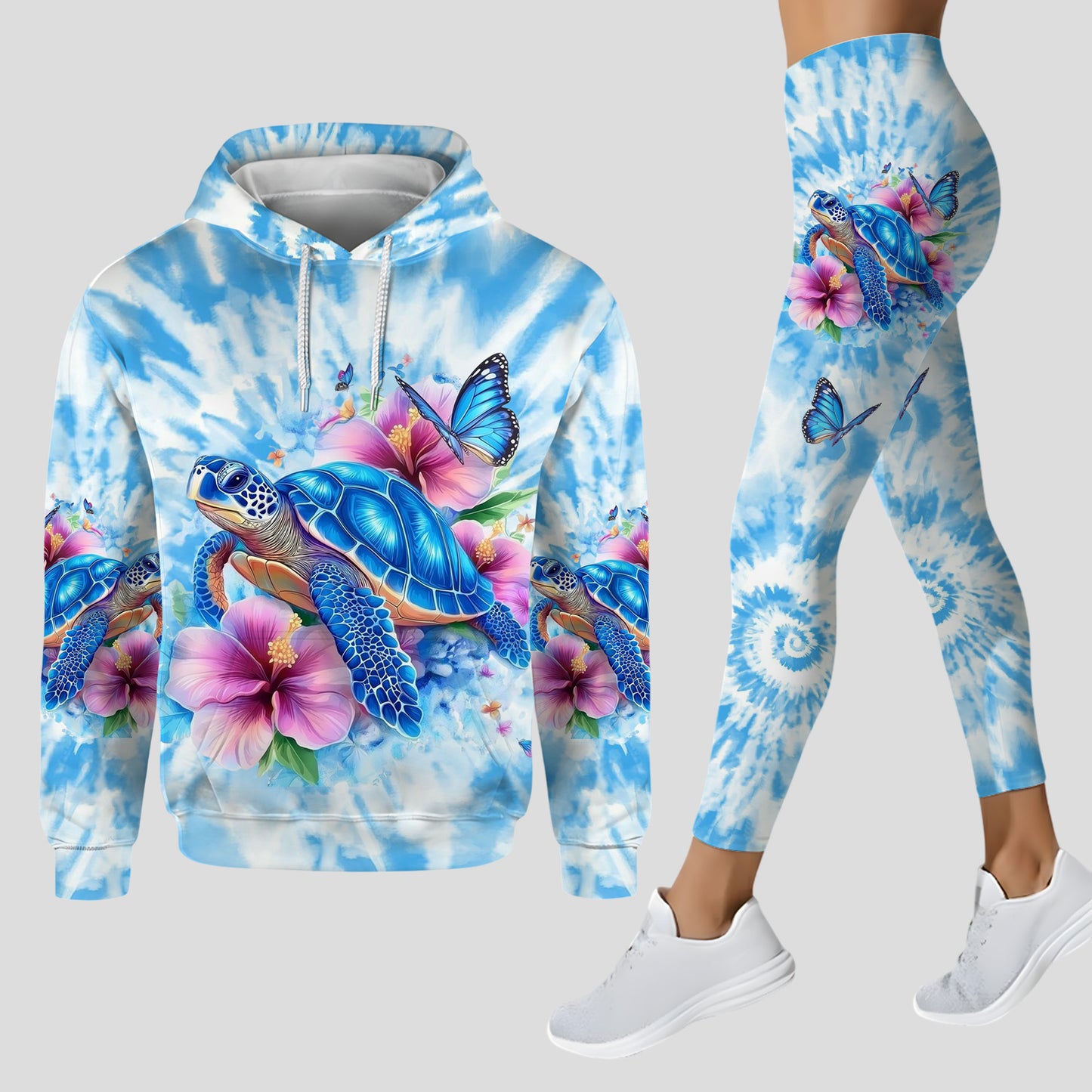 Turtle & Floral - Personalized Hoodie and Leggings